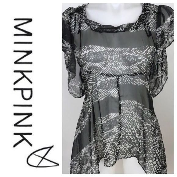 Slate Grey Snakeskin Sheer Blouse Peek Back main image 0